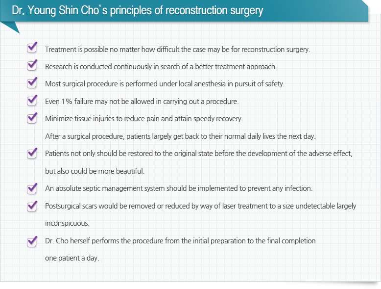Dr. Young Shin Cho’s principles of reconstruction surgery