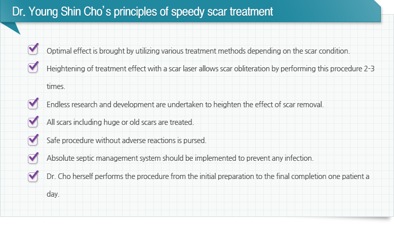 Dr. Young Shin Cho’s principles of speedy scar treatment